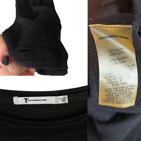 Alexander Wang T Sheer Black Knit Top – Relaxed Fit Long Sleeve, XS - Picture 6 of 7